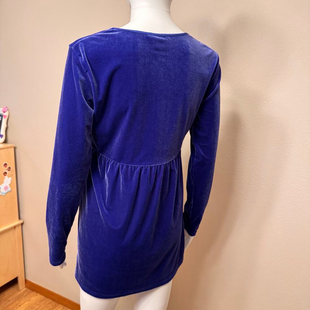 Vintage Moda International Whimsigoth Fairycore Blue Velvet Top Small Empire - Picture 6 of 10